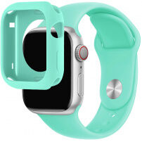 Silikonový řemínek se silikonovým pouzdrem pro Apple Watch 45mm / 44mm - tyrkysový