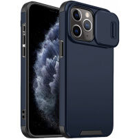 Matný kryt s posuvnou krytkou kamery pro iPhone 11 Pro Max - tmavě modrý