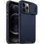 Matný kryt s posuvnou krytkou kamery pro iPhone 12 Pro Max - tmavě modrý