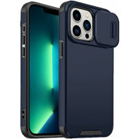 Matný kryt s posuvnou krytkou kamery pro iPhone 13 Pro Max - tmavě modrý
