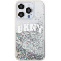 DKNY Liquid Glitter Arch Logo kryt pro iPhone 14 Pro Max - stříbrný