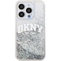 DKNY Liquid Glitter Arch Logo kryt pro iPhone 14 Pro Max - stříbrný