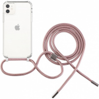 FIXED Pure Neck transparentní kryt se šňůrkou pro iPhone 11 - růžový