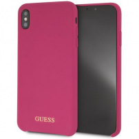 Guess Silicone Gold Logo case kryt pro iPhone XS Max - růžový