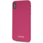 Guess Silicone Gold Logo case kryt pro iPhone XS Max - růžový