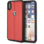 Ferrari Heritage Stripe Hard kožené pouzdro pro iPhone X / XS - červená