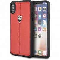 Ferrari Heritage Stripe Hard kožené pouzdro pro iPhone X / XS - červená