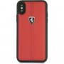 Ferrari Heritage Stripe Hard kožené pouzdro pro iPhone X / XS - červená