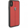 Ferrari Heritage Stripe Hard kožené pouzdro pro iPhone X / XS - červená