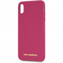 Karl Lagerfeld Gold Logo Silicone Case kryt pro iPhone XS Max - fuchsiový