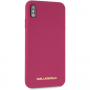 Karl Lagerfeld Gold Logo Silicone Case kryt pro iPhone XS Max - fuchsiový