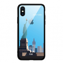 NXE kryt se skleněnou zadní stranou pro iPhone XS Max - New York - transparentní