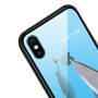 NXE kryt se skleněnou zadní stranou pro iPhone XS Max - New York - transparentní