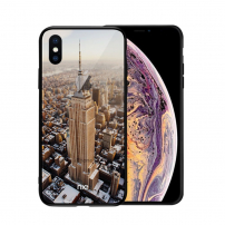 NXE kryt se skleněnou zadní stranou pro iPhone XS Max - Empire State Building - transparentní