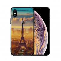 NXE kryt se skleněnou zadní stranou pro iPhone XS Max - Eiffelovka - transparentní