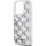 Karl Lagerfeld Liquid Glitter Monogram Gradient kryt pro iPhone 14 Pro Max - stříbrný