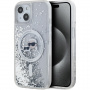 Karl Lagerfeld Liquid Glitter Karl and Choupette Heads kryt s MagSafe pro iPhone 15 - stříbrný