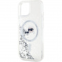 Karl Lagerfeld Liquid Glitter Karl and Choupette Heads kryt s MagSafe pro iPhone 15 - stříbrný