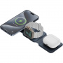 ENERGEA GoMag Trio Plus 3v1 bezdrátová MagSafe nabíječka pro iPhone / Apple Watch / AirPods - 15W - modrá