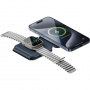 ENERGEA GoMag Trio Plus 3v1 bezdrátová MagSafe nabíječka pro iPhone / Apple Watch / AirPods - 15W - modrá