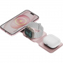 ENERGEA GoMag Trio Plus 3v1 bezdrátová MagSafe nabíječka pro iPhone / Apple Watch / AirPods - 15W - růžová