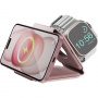 ENERGEA GoMag Trio Plus 3v1 bezdrátová MagSafe nabíječka pro iPhone / Apple Watch / AirPods - 15W - růžová