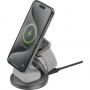 ENERGEA GoMag Gyre 3v1 skládací magnetický bezdrátový stojánek pro iPhone / Apple Watch / AirPods - 15W - šedý