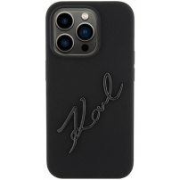 Karl Lagerfeld Karl Script Logo silikonový kryt pro iPhone 15 Pro - černý