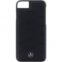 Mercedes Pattern pevné kožené pouzdro pro iPhone SE (2020/2022) / 8 / 7 - černá