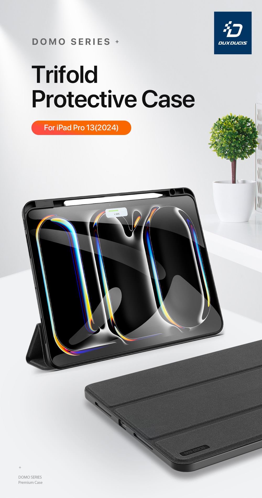 DUX DUCIS Domo pouzdro s prostorem na Apple Pencil a funkcí uspání pro iPad Pro 13