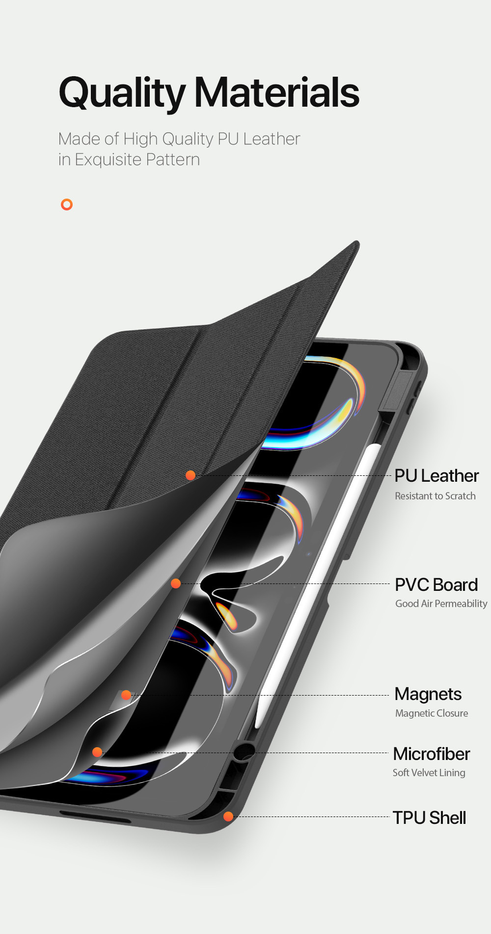 DUX DUCIS Domo pouzdro s prostorem na Apple Pencil a funkcí uspání pro iPad Pro 13