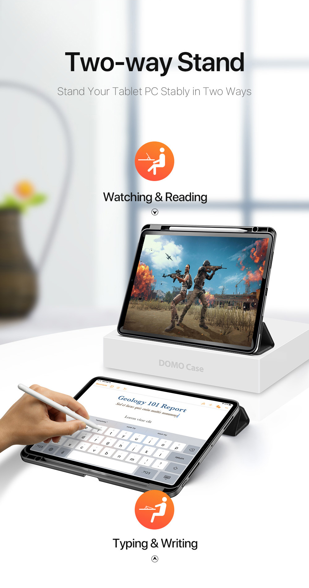 DUX DUCIS Domo pouzdro s prostorem na Apple Pencil a funkcí uspání pro iPad Pro 13
