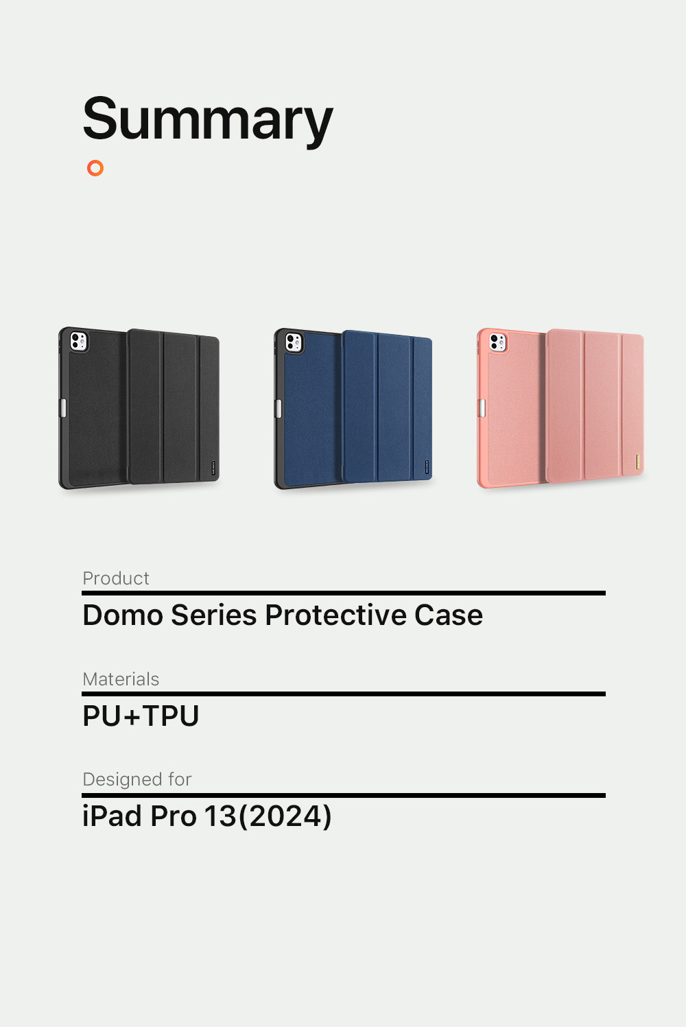 DUX DUCIS Domo pouzdro s prostorem na Apple Pencil a funkcí uspání pro iPad Pro 13