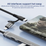 OTG-019G 5v1 hub - slot na SD / TF kartu / 2x USB-C / USB-A na USB-C - šedý