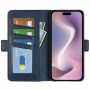 Flipové pouzdro z PU kůže pro iPhone 16 Plus - tmavě modré