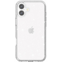 Transparentní kryt se třpytkami pro iPhone 16 - stříbrný