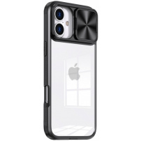 Kryt s posuvnou krytkou čočky fotoaparátu pro iPhone 16 - černý