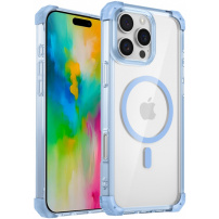 Transparentní kryt s barevným rámečkem a MagSafe pro iPhone 16 Pro - modrý