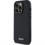 DKNY Silver Metal Logo kryt s MagSafe pro iPhone 14 Pro Max - černý