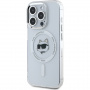 Karl Lagerfeld IML Choupette Head Metal Frame kryt s MagSafe pro iPhone 15 Pro Max - čirý