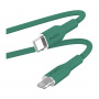 PURO Soft nabíjecí a datový kabel USB-C / Lightning pro iPhone / iPad / iPod / AirPods - 1,5 m - zelený