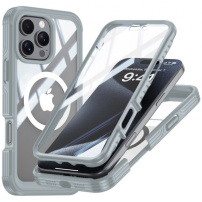 Nárazuvzdorné pouzdro s tvrzeným sklem a MagSafe pro iPhone 16 Pro - šedé