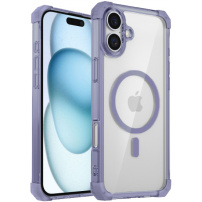 Transparentní kryt s barevným rámečkem a MagSafe pro iPhone 16 - fialový