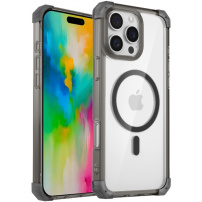 Transparentní kryt s barevným rámečkem a MagSafe pro iPhone 16 Pro Max - šedý