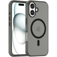 Matný průsvitný kryt s MagSafe pro iPhone 16 - šedý