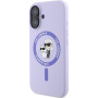 Karl Lagerfeld Karl and Choupette silikonový kryt s MagSafe pro iPhone 16 - fialový