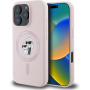 Karl Lagerfeld Karl and Choupette silikonový kryt s MagSafe pro iPhone 16 Pro - růžový