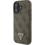 Guess 4G Strass Triangle Metal Logo kryt pro iPhone 16 - hnědý