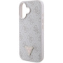Guess 4G Strass Triangle Metal Logo kryt pro iPhone 16 - růžový