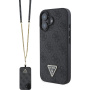 Guess 4G Strass Triangle Metal Logo kryt s popruhem pro iPhone 16 - šedý